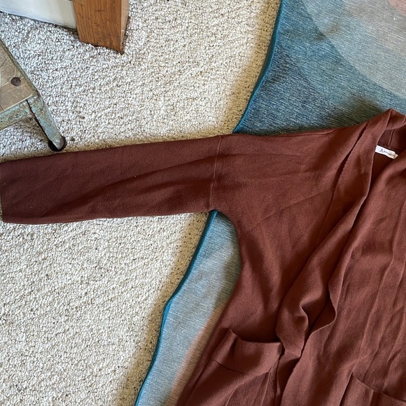 Anrabess Drapy Brown Open Front Chunky Soft Maxi Cardigan - Picture 11 of 14